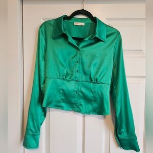 Green silk blouse